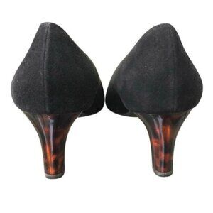 Salvatore Ferragamo Heels 7B Black Nero Suede Turtle Shell Brown